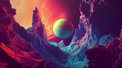 Wall Mural - Embark on a mind bending journey through cosmic realms with vivid visuals and enchanting colors