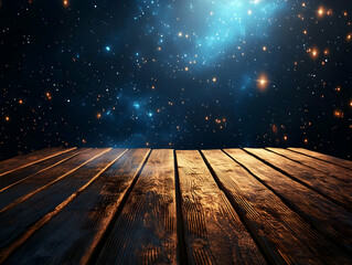 Wall Mural - Dark Wooden Plank Night Sky Background