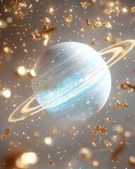 Poster - A celestial eventradiant neptune visualization with soft waves cosmic environment digital artwork perspective