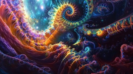 Wall Mural - Embark on a captivating psychedelic journey through space with mesmerizing visuals and colors