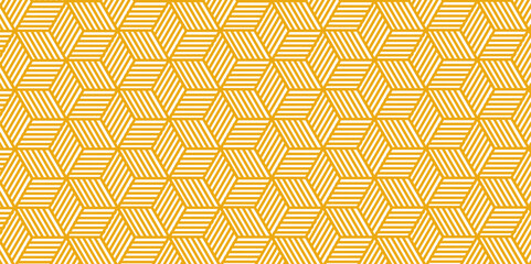 Aufkleber - Abstract geometric pattern with stripes, lines. Seamless vector background. Simple lattice graphic design. yellow maze hexagon pattern on white background. luxury pattern stylish vector texture design