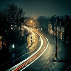 Poster - Night city road with light motion effect