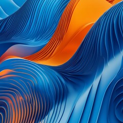 Aufkleber - Abstract blue orange gradient background with waves