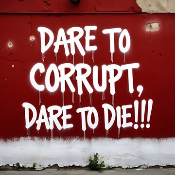 Graffiti written on a red wall