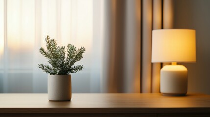 Poster - Small christmas tree creating cozy winter atmosphere in modern living room