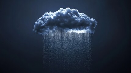 Poster - Dark rain cloud with transparent raindrops falling, soft gradient sky creating a realistic and dramatic effect