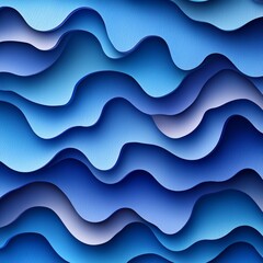 Poster - This abstract design, showcasing waves in multiple hues of blue, produces a serene visual effect.