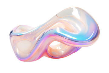 Poster - A futuristic metallic shape with iridescent hues, featuring an amorphous design interlaced with fine wire elements that twist and morph seamlessly, evoking a sense of motion.