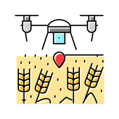 Poster - crop monitor drone robot harvests color icon vector. crop monitor drone robot harvests sign. isolated symbol illustration