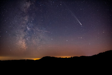 Wall Mural - comet c2023a3 tsuchinshan atlas with milky way stars photographed from northern hemisphere in octobe