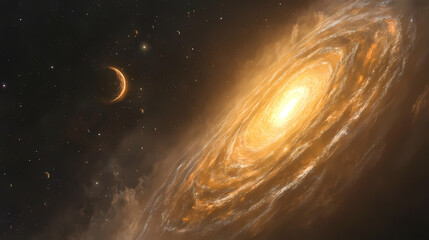 Wall Mural - Stunning spiral galaxy in deep space. Oblivion. Illustration