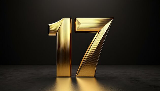 17 golden 3d render symbol, copy space. Generated image
