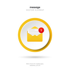 Poster - New message notification concept on realistic smartphone mockup. New email pop up. Incoming, open messaging. Chatting, mail, post, letter symbol, sign, emblem with new notification for UI UX website