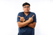 © ArvStd - Full-length shot of Surgeon doctor man pointing to the laterals having doubts over isolated white background