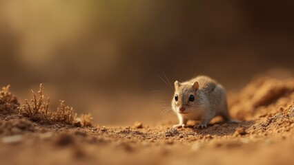 Canvas Print - A small rodent standing on top of a dirt field