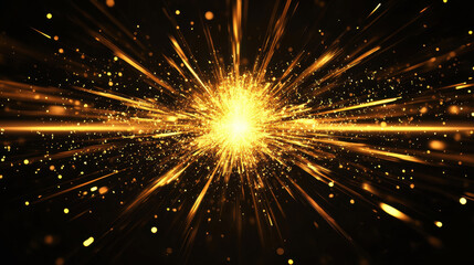 Poster - vibrant explosion of golden sparks radiates outward, creating stunning visual