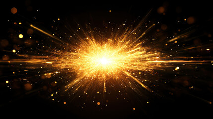 Poster - vibrant explosion of golden sparks radiates outward, creating stunning visual