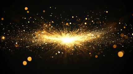 Poster - cluster of radiant gold sparks mid explosion, creating dazzling effect