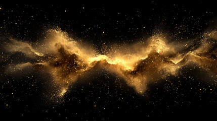 Poster - stunning golden spark eruption in cosmic scene filled with stars