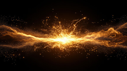 Poster - Intense golden spark eruption with dynamic energy and light effects