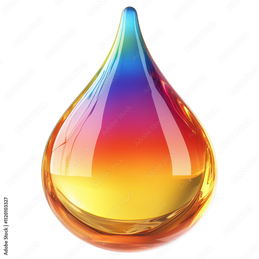 Rainbow water droplet with a gradient from orange to purple clipart on ...