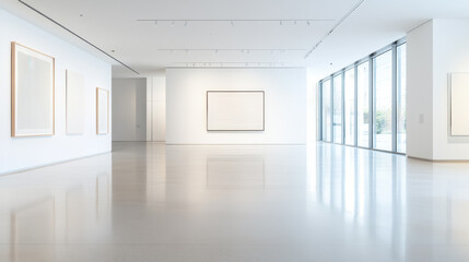  Modern Art Gallery with White Walls and Large Windows