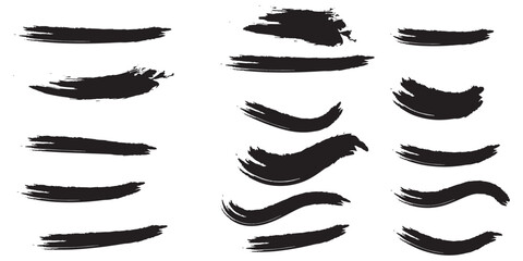 Wall Mural - set of black paint, ink brush strokes.