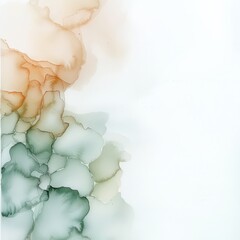 Poster - Organic watercolor strokes, light transparent washes in calming tones