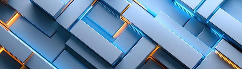 Aufkleber - Futuristic tech grids, intersecting blue and white glowing lines