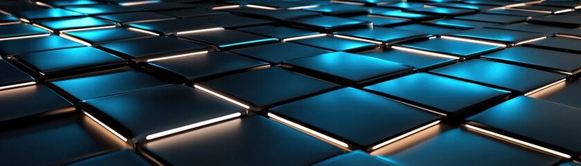 Poster - Futuristic tech grids, intersecting blue and white glowing lines