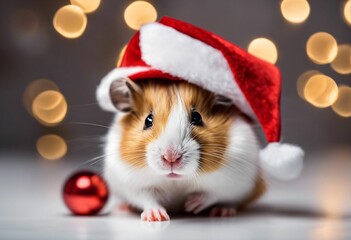 Wall Mural - Hamster Wearing Santa Hat