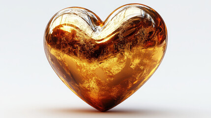 Poster - Luxurious Golden Heart 3D Render with Elegant Details for Design Projects
