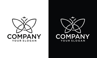 Poster - Creative butterfly logo vector line outline monoline icon illustration