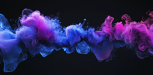 Fototapete - Colorful smoke swirls blend together in a striking visual display against a dark background