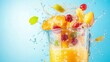 © NORN - Fruit Explosion Smoothie: A vibrant burst of fresh fruit explodes into a glass blender, creating a dynamic and delicious image perfect for healthy living and food blogs.