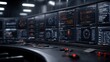 © FocusFusion - Master hacker command center showcases advanced technology for monitoring global network security within a tech-noir atmosphere