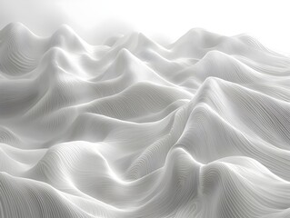 Wall Mural - A mesmerizing abstract landscape of flowing white waves, evoking a sense of tranquility and softness, with fluid lines creating depth and texture in a minimalist aesthetic.