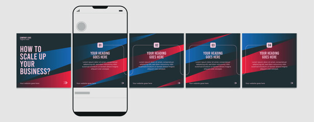 Wall Mural - business carousel post template for advertising, set of carousel post for instagram and linkedin, ed