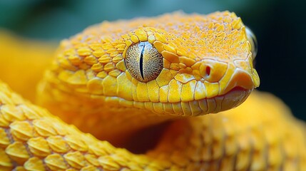 Poster - This elegant yellow ringed Boiga dendrophila showcases its stunning scales while lounging on a lush green leaf. Sunlight highlights its vibrant colors in a tropical setting