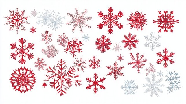 A Merry Christmas vector illustration featuring a delicate array of snowflakes scattered across a white background.