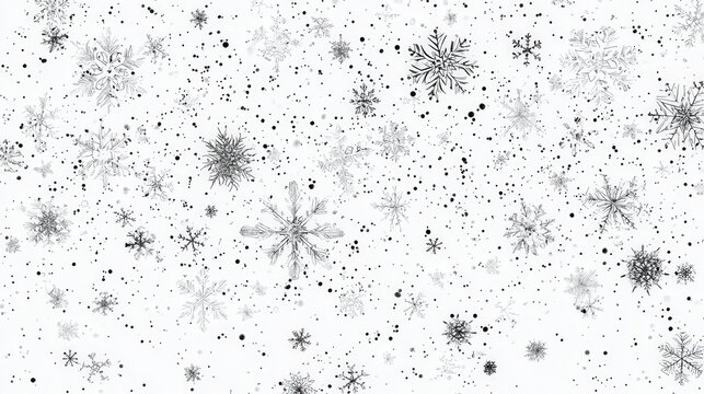 A Merry Christmas vector illustration featuring a delicate array of snowflakes scattered across a white background.