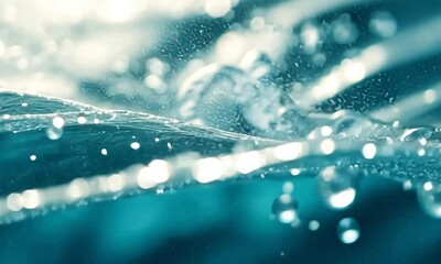 Poster - Captivating water movement shimmering under sunlight in a tranquil blue backdrop. Generative AI