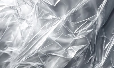 Poster - Exploring the intricate patterns of crumpled silver plastic under soft light in a close-up study of texture and reflection. Generative AI