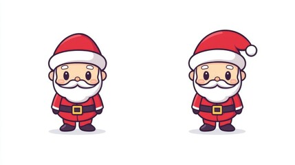 Cute Christmas character Santa Claus in red coat and hat