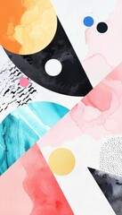 Poster - Modern Abstract Collage Artwork with Layered Patterns and Vibrant Colors in Geometric Design