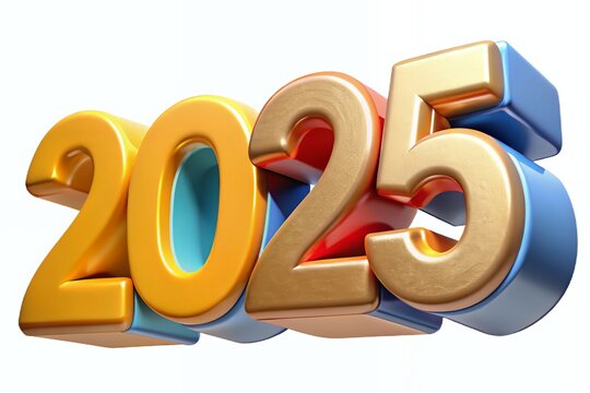 Number 2025 3D Gold and yellow Happy New Year 2025, Christmas New Year , Christmas