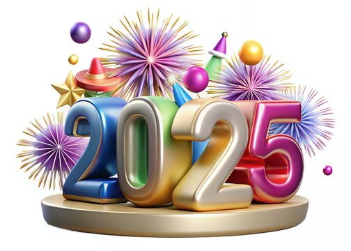 Design 3D for Happy New Year 2025, Christmas New Year , Christmas