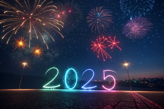 new fireworks Happy New Year 2025, Christmas New Year , Christmas