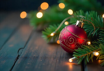 Aufkleber - Christmas decoration on wooden background
