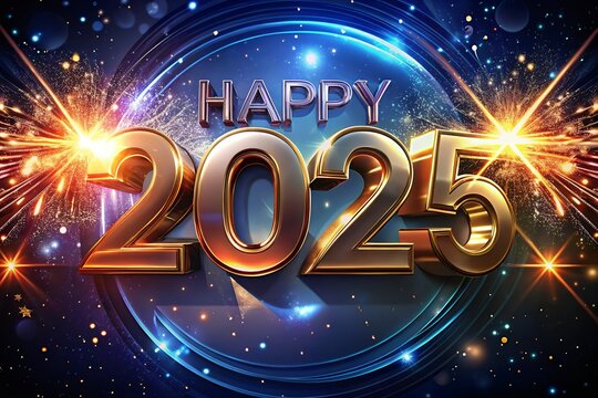 Happy New Year 2025 3D gold, Christmas New Year , Christmas